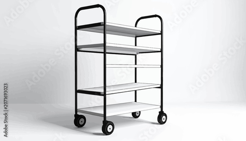 Obraz na plátně Black metal serving cart on wheels.