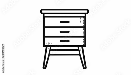 Fotografie Simple three drawer wooden dresser.
