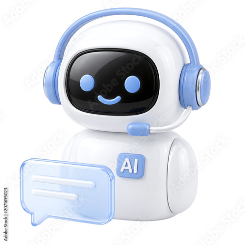 Obraz na płótnie 3D AI Chatbot Assistant Icon, Artificial Intelligence Customer Support Concept