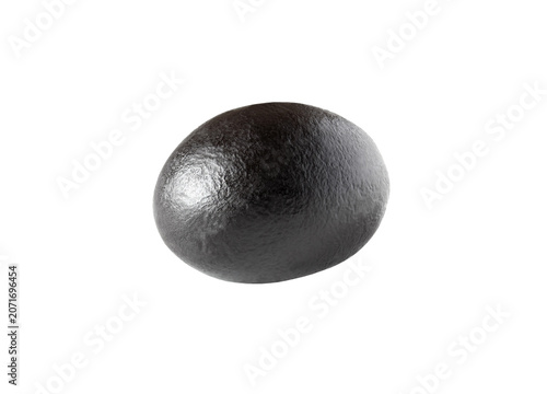 one black rough olive isolated on white background with clipping path