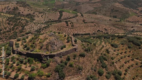 Drone View of Castelo Melhor Medieval Castle in Portuguese Village