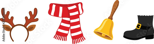 Photography Christmas winter clothing and holiday accessories vector icon set