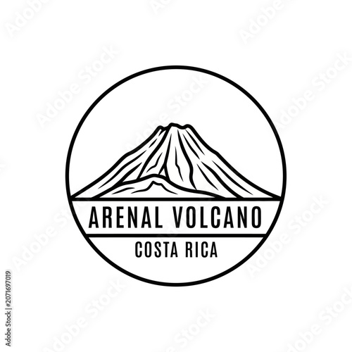 Arenal Volcano Costa Rica Logo Circle Outline