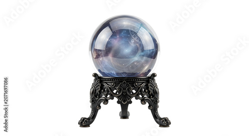 фотографія Mystical crystal ball with galaxy and astrological symbols