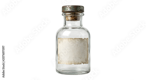 Obraz na plátně Vintage glass apothecary bottle with blank parchment label