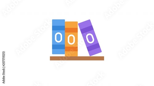 Looping Bookshelf With Educational Books Animation ProRes Alpha Channel 4K 60fps Knowledge Library Motion Graphic