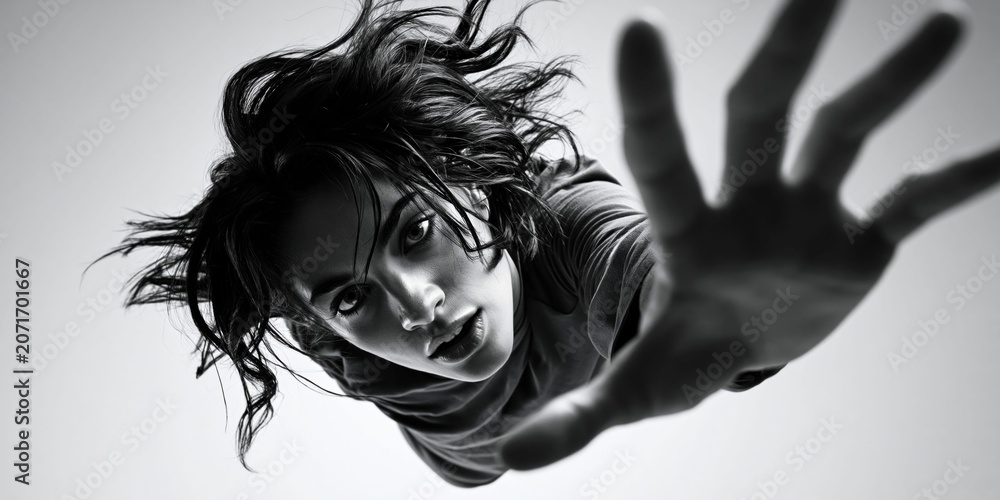 Fototapeta premium Expressive face conveys vulnerability and raw human feeling