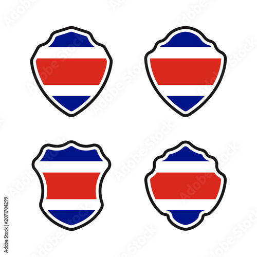 Costa Rica Flag Shield Badge Collection Vector Set