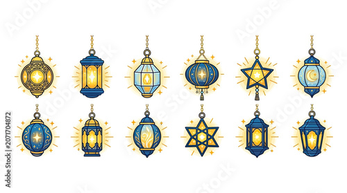 Ramadan Lanterns Collection: Islamic Decorative Ornaments, Glowing and Festive