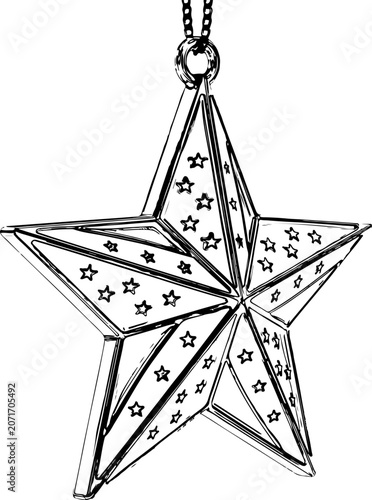Hanging star ornament with patriotic star pattern