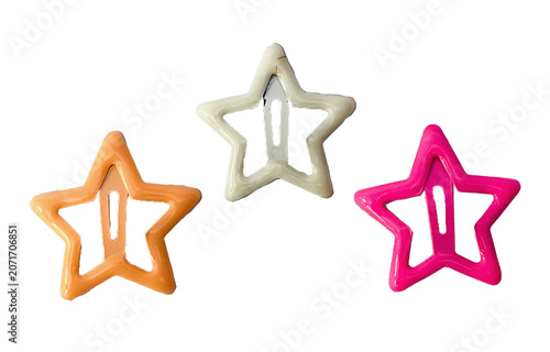Set of Three Colorful Plastic Stars Isolated on Transparent Background