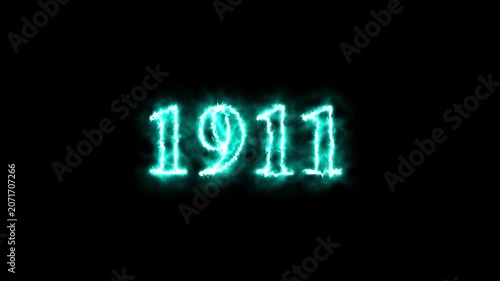 Animated glowing number 1911 with realistic fire and flame effects on a dark background. Perfect for countdowns, year transitions, presentations, and motion graphics projects.
