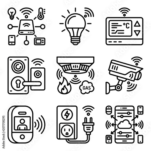Smart home security system devices.