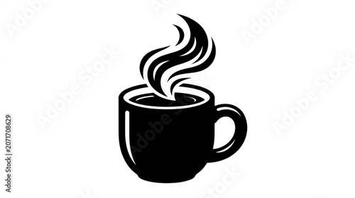 Steaming hot coffee cup icon.