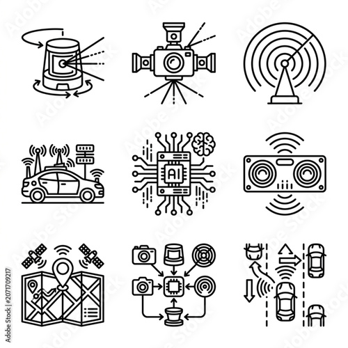 Technology and communication icons set.