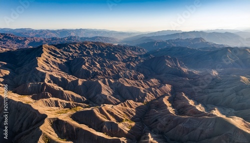 Aerial View Of Layered Mountain Terrain