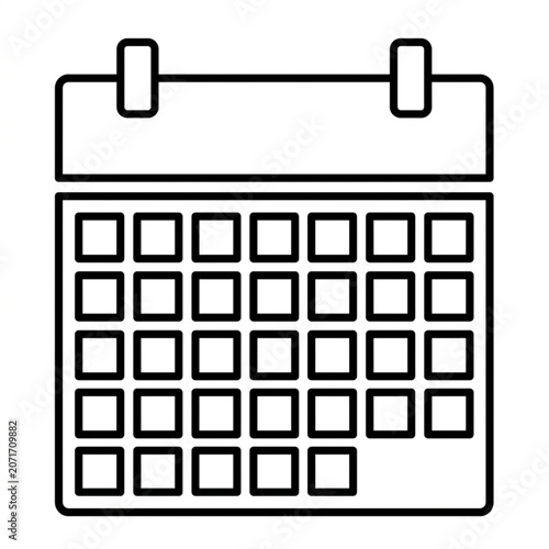 Simple black line calendar icon.