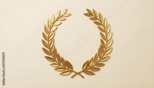 Golden laurel wreath symbolizing achievement and victory on a neutral background