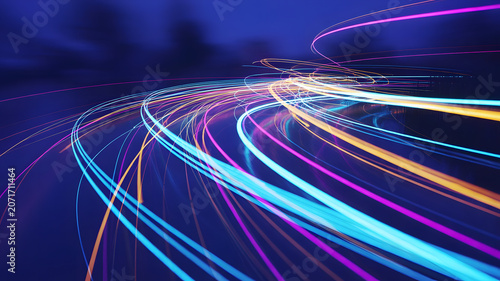 Abstract motion speed, lighting background with attractive colors. A blue background with lines.