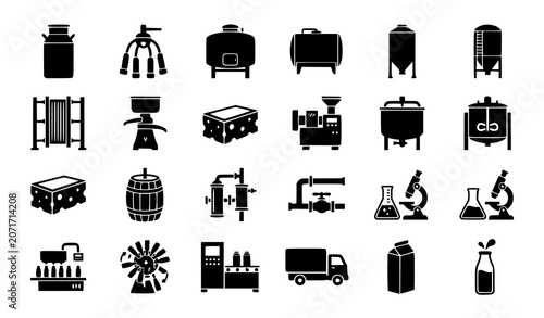 Canvastavla Dairy Industry And Milk Processing Vector Icon Pack