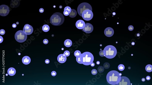 Like Icon flying overlay isolated on black background loop.