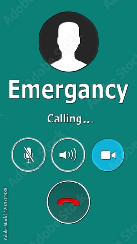 Emergancy  Incoming Call Screen Animation with Video Call and Mute Icons 4K.