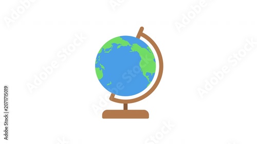Looping World Globe Geography And Global Education Animation ProRes Alpha Channel 4K 60fps Earth Learning Motion Graphic