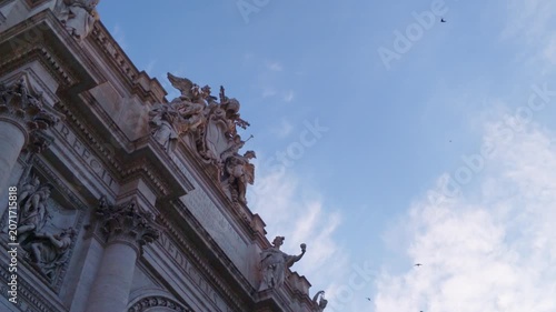 Trevi Fountain sculptures and water in Rome, Italy