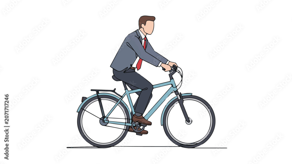 Fototapeta premium Businessman Riding Bicycle for Commuting and Exercise.