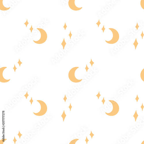 cute seamless pattern with moon and stars