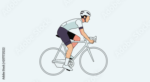 Billede på lærred Man riding a bicycle quickly outside.