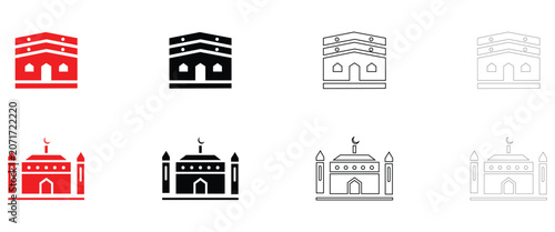 Photos Kaaba icon vector, Islamic holy mosque symbol and hajj pilgrimage icon symbol ve
