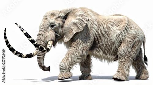 Wooly elephant alone in image