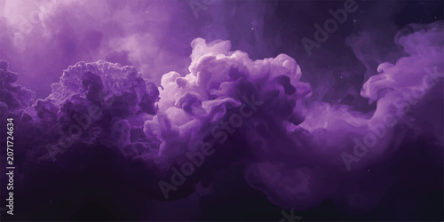 Canvastavla Blue and Purple Abstract Cloudscape Background with Dramatic Sunlight Storm Clou
