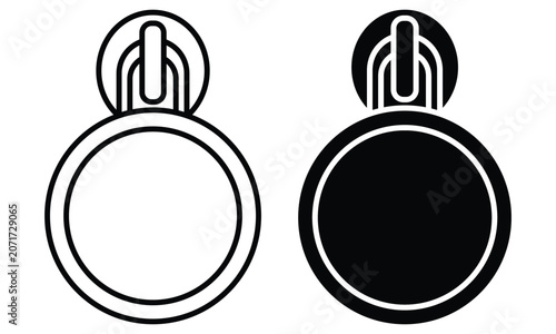 Zipper pull icon set, outline and solid style