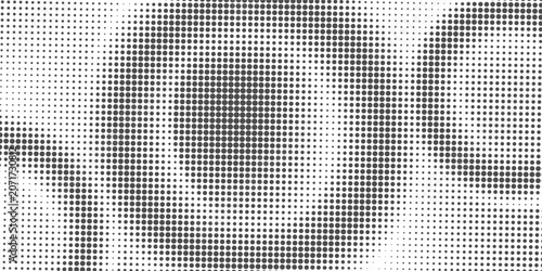 Abstract black and white halftone circle pattern background. Minimalist retro pop art gradient dotted vector illustration for banner or template.