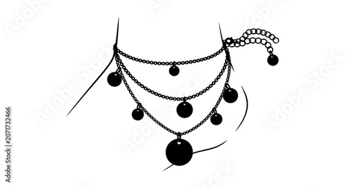 Foto Multiple strand necklace with pendants black silhouette jewelry chains pendant