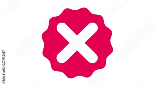 Red Cross Mark Icon Animation 4K Seamless Loop with Alpha Channel