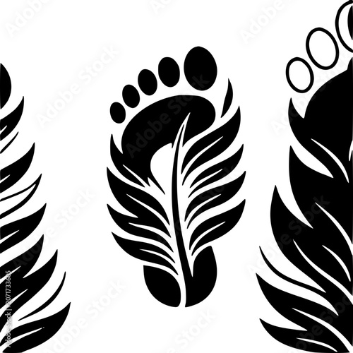 Human Jungle Footprint - Black and White Vector Art