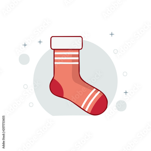 Flat Christmas Stocking Vector Illustration