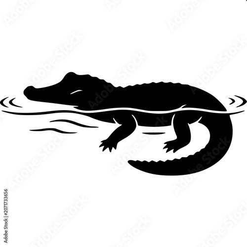 Caiman Silhouette - Minimalist Vector Illustration