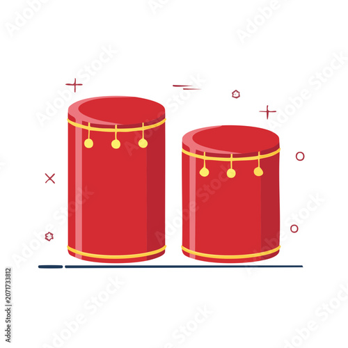 Flat illustration of two red conga drums