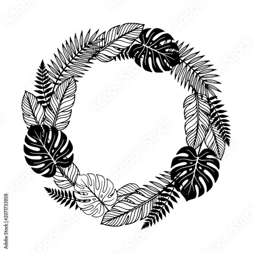 Jungle Leaf Frame - Minimalist Vector Illustration