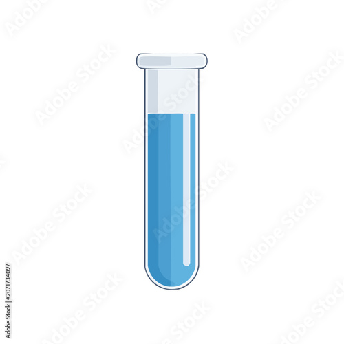 Blue liquid in laboratory test tube vector illustration