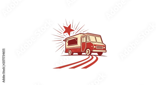 Retro Food Truck Logo Design Promoting Tasty Treats And Culinary Adventures For Everyone