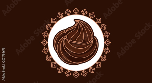Rich Brown Chocolate Swirl Composition With Decorative Ornate Elements