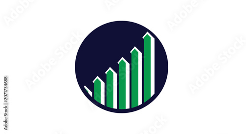 Rising Charts Graphic Concept In Dark Sphere Shape Showing Positive Data Trends