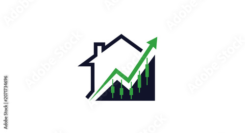 Rising Home Values Depicted with Growth Chart and House Symbol Illustrating Investment