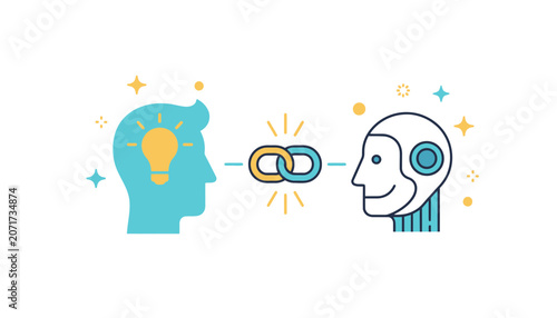 Artificial intelligence human brain connection concept