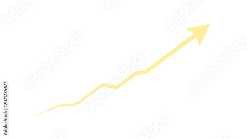Obraz na płótnie Yellow Arrow Pointing Upward Trend.